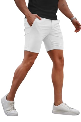 Image of GINGTTO Mens Slim Fit Shorts Stretch Tapered Leg Skinny Chinos 5 inch 7 inch