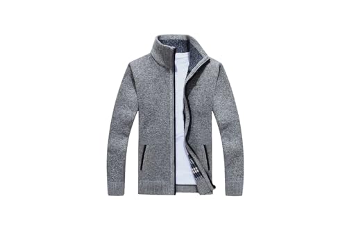 Men's Cardigan Sweaters Zipper Slim Fit Knitted Cardigan Casual Ribbed Knitted Sweater for Men