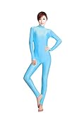 WOLF UNITARD Women's Unitard Long Sleeve Bodysuit Dance Wear Medium Sky Blue