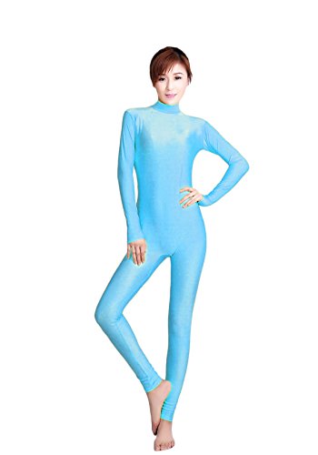 WOLF UNITARD Women s Unitard Long Sleeve Bodysuit Dance Wear Medium Sky Blue