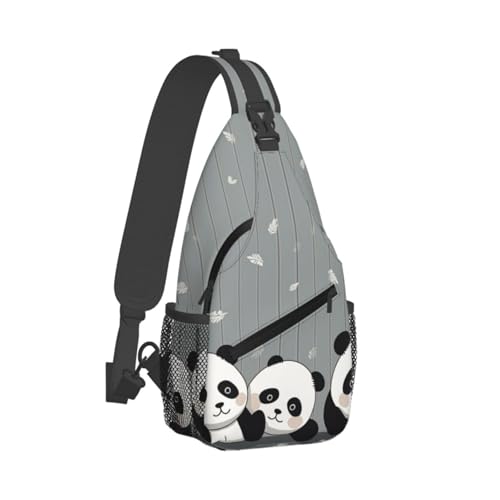 Mochila bandolera crossbody divertida baby panda negra miniatura 2