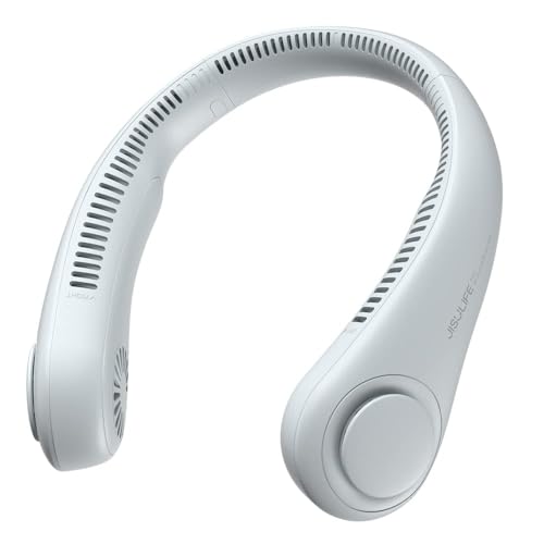 Image of JISULIFE Portable Neck Fan Life3, Hands-Free Bladeless, 5 Speeds, 4000 mAh Battery Operated Wearable Personal Fan, Twistable, Rechargeable, Gift for Women Men-Light Grey