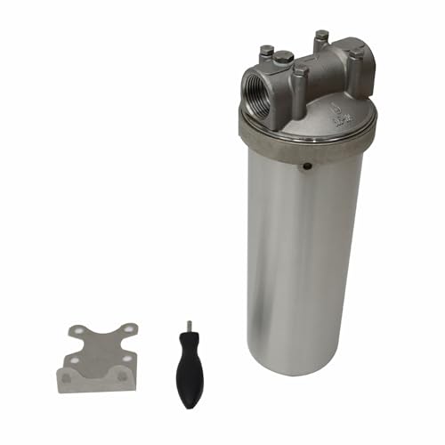 WYDDDARY Filter Housing Heavy Duty Water Filter Shell Housing 1 inch NPT Inlet and Outlet 10 inch Stainless Steel Filter Water with Bracket and Wrench Pin