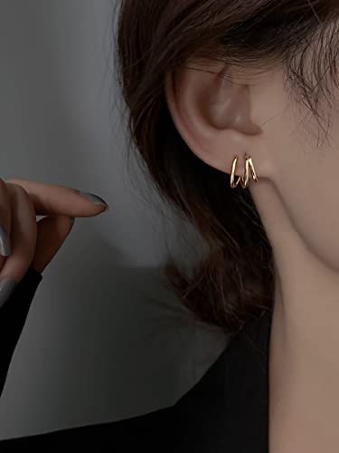 Reffeer Solid 925 Sterling Silver Multi Hoop Earrings Cuff Huggie for Women Teens Wrap Stud Earrings2