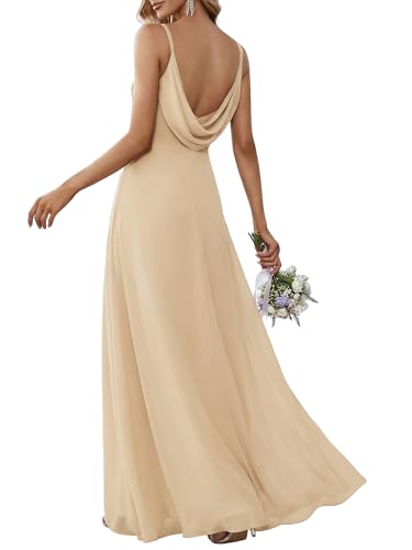 Image of Ever-Pretty Women's Summer Backless Spaghetti Strap Chiffon Bridesmaid Dresses Empire Waist Formal Wedding Guest Dress