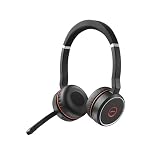 Jabra Evolve 75 UC - Auriculares Inalámbricos Estéreo On-Ear - Optimizados para Comunicaciones Unificadas - Batería de Larga Duración - Adaptador Bluetooth USB - Negro