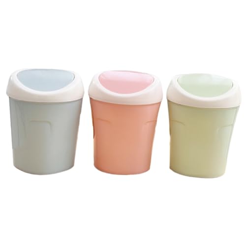 SOESFOUFU Garbage Can Lid Mini Trash Can Swing Lid Waste Basket for Home Office Bedroom Kitchen