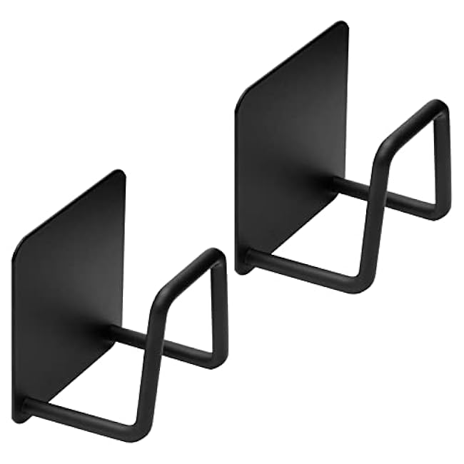 2 Pcs Adhesive Sponge Holder Sink, Stainless Steel Sponge Hook Kitchen Sink Rustproof & Waterproof & Adhesived No Drilling (Black)