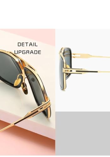 Classic Big Frame Sunglasses,Men Metal Sun Glasses Women Retro Square Goggles Vintage UV4003