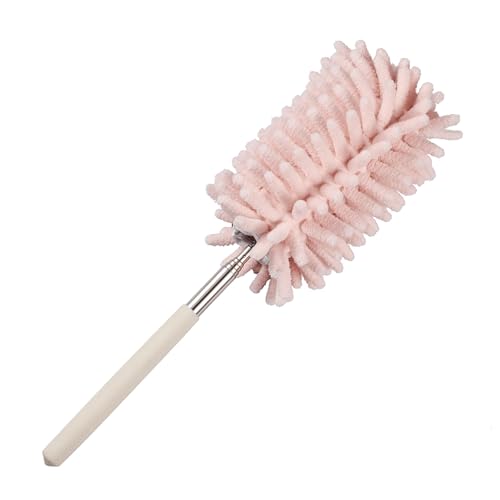 Image of Pink Retractable Microfiber Duster for Cleaning Extendable Feather Duster Household Cleaning Tool for Cleaning Car, Office, Window, Furniture