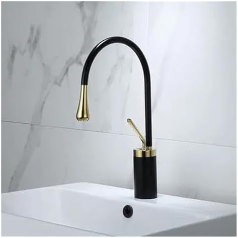 Black Gold Kitchen Faucet - Swivel Basin Tap with Hot & Cold Water, Brass Sink Faucet for Kitchen, Durable & Stylish Water Crane, 1-48cm Adjustable Size