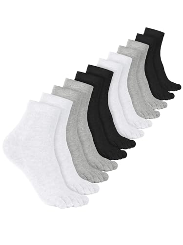 Bencailor Women's Toe Socks, 6 Pairs, Cotton, Compression Crew