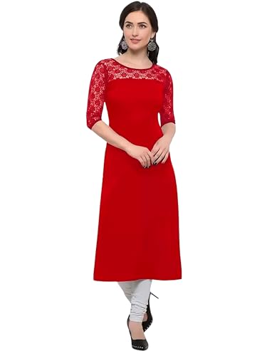 Image of Women's Crepe A-line Straight Kurtis, Plain Casual Wear Kurtis
