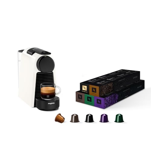 Nespresso Machine à café Essenza Mini, Blanche Magimix Original - Bundle 50 Capsules