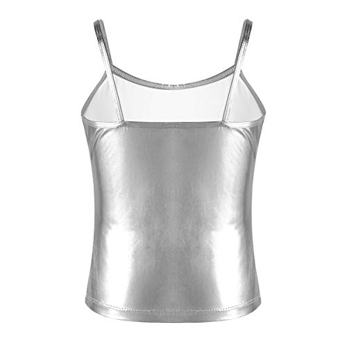 Mufeng Kids Girls' Metallic Camisole Tops Gymnastics Sports Tank Crop Vest Yoga Dance Tshirt Clothes2