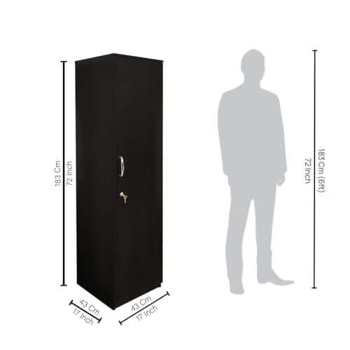 Image of Amazon Brand - Solimo Optima Engineered Wood 6ft 1 Door Wardrobe for Clothes with Drawer| Storage Organizer | Storage Cabinet | Multipurpose Almirah for Bedroom - Wenge, 6ft