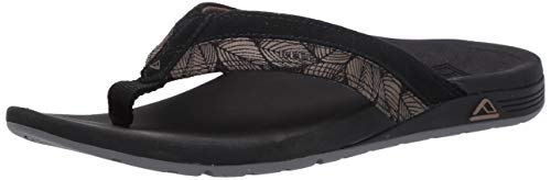 REEF Mens Sandals Ortho-Spring TX | Comfortable Flip Flops for Men with Arch Support BLACK 10 M US