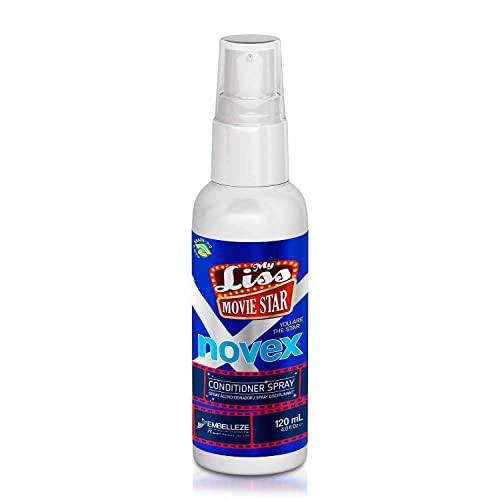 NOVEX My Liss Movie Star Hair Conditioning Spray - Heat Protectant Spray - Shine enhancer- 120ml/4oz - Enhanced with a mix of oils (Sleek Straight Effect)