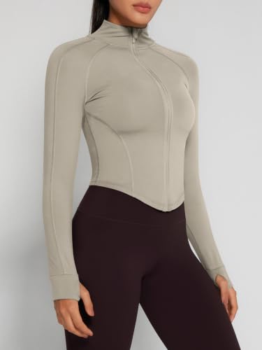 Image of GYM RAINBOW Womens Snatched Workout Jackets Lightweight Zip Up Slim Fit Gym Track Athletic Jackets with Thumb Holes