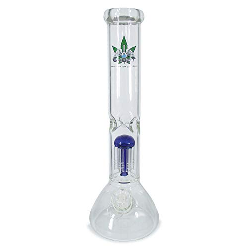 Bong Percolator 35cm Blau von GHODT Glasbong mit 18.8 Chillum und 14.5 Kopf 5mm Glas - inklusive Sieb - Für den Gebrauch…