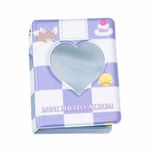 S-JIANG Álbum de fotos de 3 pulgadas - Álbum de fotos Kawaii Bear 3 pulgadas Love Heart Hollow Kpop Card Binder Name Card Book Photo Album Card Card Holder 40 bolsillos Cover