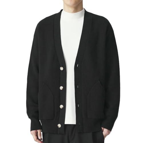 Cardigan en tricot col en V pour homme - Gilet boutonné décontracté à coupe droite