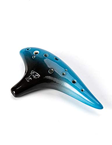 Image of aa‚¬A inchOcean Notesaa‚¬A 12 Hole Sweet Potato Ocarina Graceful Shape Pottery Ocarina in Alto C (Blue & Black)