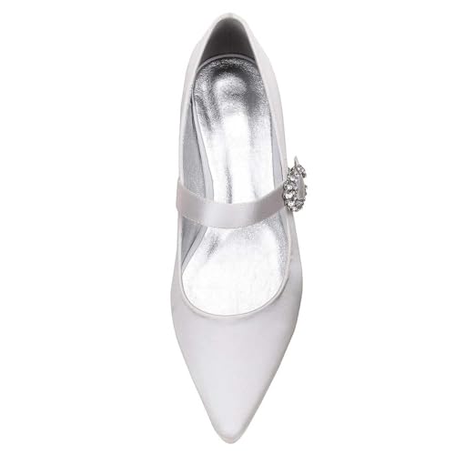Womens Wedding Shoes Women's Satin Wedding Sandal Flats with Buckle, Low-Heel Pump Shoes for The Bride, Pointed-Toe Design, Elegant for Proms & Dressy(Champagne,11.5)2