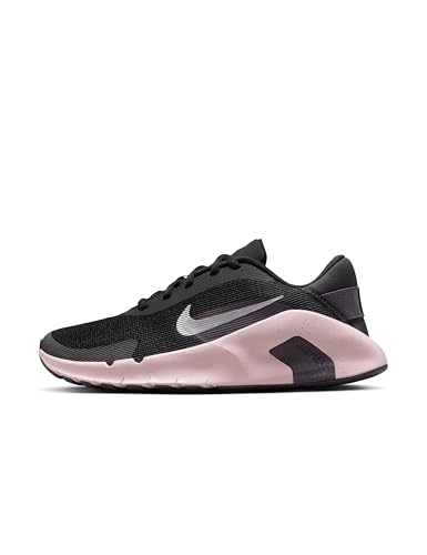 Nike Women's Flex Train Training/Workout Shoes, Black/Metallic Platinum-Silt Red-Cave Purple, 8