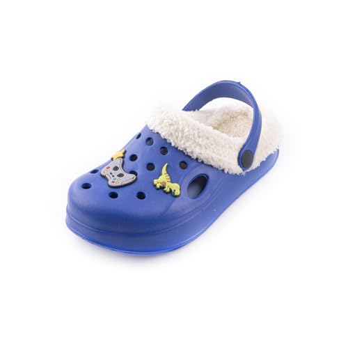 R-ISLAND Zuecos Invierno para niños,Clogs niños,Unisex,con Forro,La Talla 30-35,Eva,Antideslizante,Perfectamente para los nños y Evitar Frio.(Azul 31)