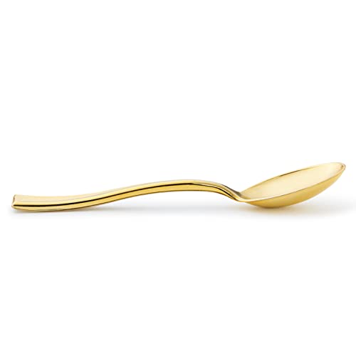 Gold Mini Spoons, Gold Plastic Mini Dessert Spoons, Disposable Tiny Gold Spoons, 4 Inch 72 Count Mini Gold Spoons For Appetizers Tasting Posh Setting #TOP7