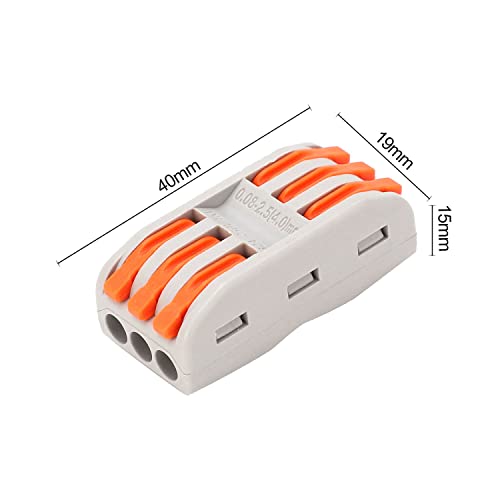 Image of Compact Splicing Wire Connectors - 3 to 3 Inline Electrical Connectors Blocks - Quick Wiring Cable Connectors (4pcs, 3 to 3 Inline, Orange)