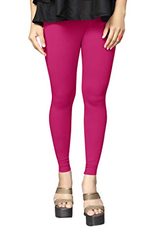 Image of Women's Cotton Skinny Leggings with Ankle Length Solid Pattern Mid Rise and Elastic Closure | Cotton Skinny Leggings for Womens