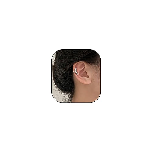 Silver Pearl Ear Cuffs Earrings for Women Non Piercing Cartilage Cuff Wrap Clip on Earring Trendy Pearl Stud Earrings Jewelry for Women