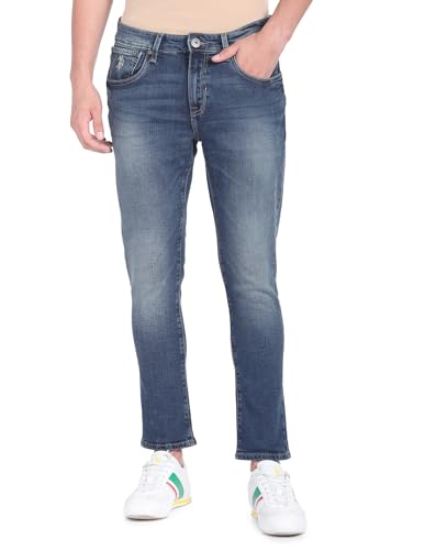Image of U.S. POLO ASSN. Men Mid Rise Henry Cropped Fit Regular Fit Jeans