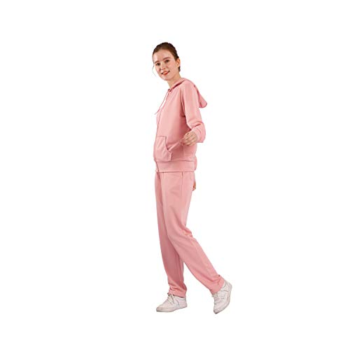 Leehanton Women's Sweatsuit 2 Pieces Warm Up Jogger Track Suit Athletic Hoodie And Pant Running Outfit Set Pink Xl #TOP1
