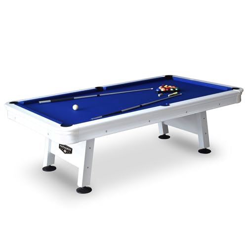 Hathaway Alpine 8-ft Outdoor Pool Table with Aluminum Frame and Waterproof, UV-Resistant Felt - Includes Accessories, White