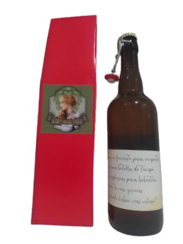 Cerveza Artesana Valles del Lúpulo (1 botella de75 cl, con estuche rojo efecto piel), regalo en formato para compartir.