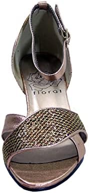 Floral Carter (DP722) Women's Wide Width Ankle Strap Dress Sandals Bronze 7 | Image 1
