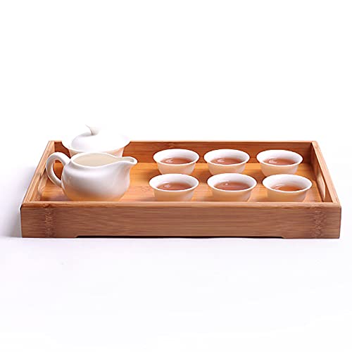 Vassoio da Portata in Bambù, Vassoio in Bambù Rettangolare, Vassoio in Legno con Manici, Vassoio da Te in Legno, Vassoi da Cucina per Pane, Frutta, Caffè, Tè, Snack, Latte, Pasto(38 x 25 x 4 cm) - immagine 4