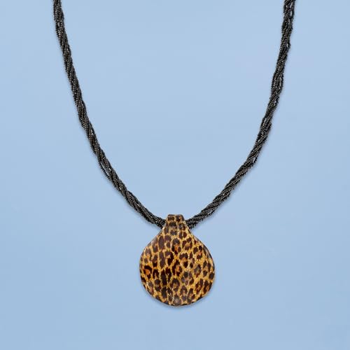 Ross-Simons Italian Leopard-Print Murano Glass Pendant Necklace With 18kt Gold Over Sterling4