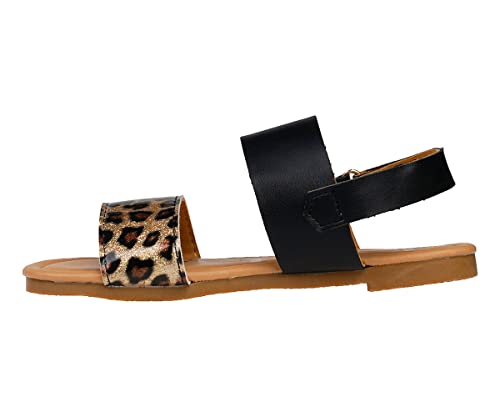 Image of bebe Girl's Sparkly and Strappy Glitter Leatherette Flat Sandals with Adjustable Strap (Toddler /Little Kid)