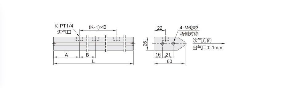 Lineares Luftmesser aus Aluminium, zum Abblasen und Trockenkühlen