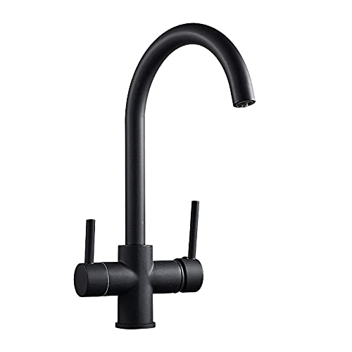 Robinet d'évier de cuisine double bec pour filtrer l'eau et laver les grands plats