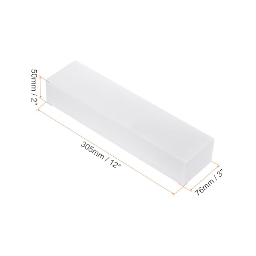 Image of 12 inch x 3 inch x 2 inch HDPE Plastic Sheet, High Density Polyethylene Sheet Cutting Board White Solid Block, [for DIY, Home Floor]