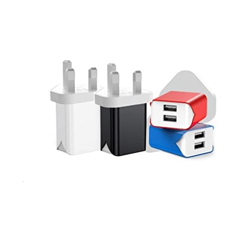USB Charger Plug 4 Pack 5V / 2.1A Dual USB UK Mains Charging Plug, Portable USB Adapter Travel Wall Charger for iPhone 12 11 10 X 8, Samsung Galaxy S20 S10 S9, Huawei and more Cover