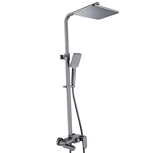 Sistema de alcachofa de ducha de mano de ABS gris de 3 modos con juego de ducha, opciones redondas y cuadradas, combo de grifo de bañera y ducha para baño moderno, fácil instalación