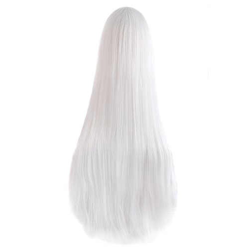 MapofBeauty 40" 100cm Carve Long Straight Cosplay Wig Anime Costume Party Wig (White)