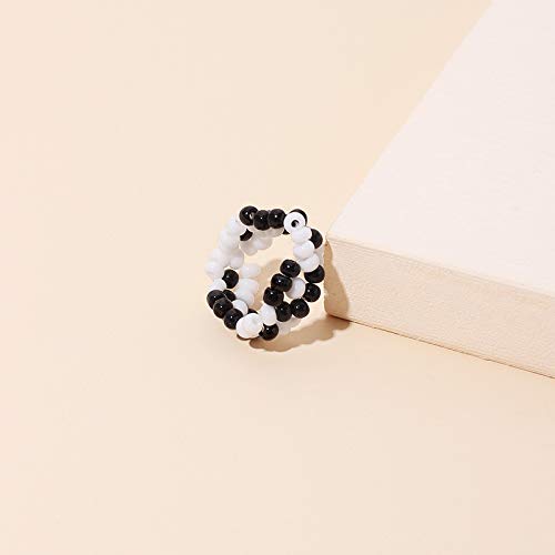 6Pcs Colorful Beaded Daisy Flower Stretch Rings Set Handmade Seed Beads Multicolor Adjustable Elastic Multiple For Women Girls Summer Beach Bohemian Holiday Jewelry #TOP3