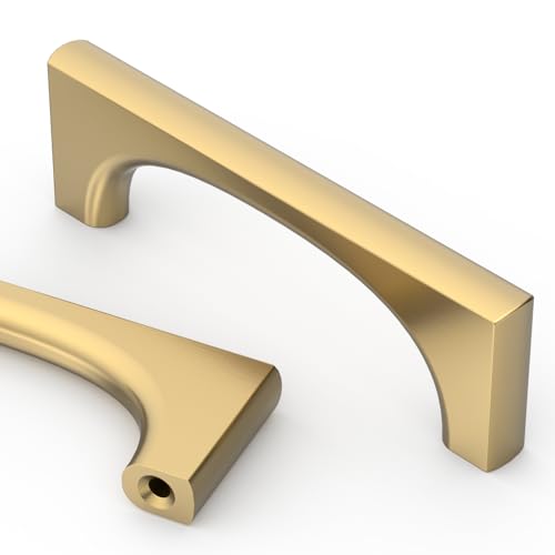 Asidrama 10 Pack 3 Inch(76mm) Champagne Bronze Cabinet Pulls Kitchen Cabinet Handles Champagne Gold Hardware for Cupboard Drawer Pulls 2321